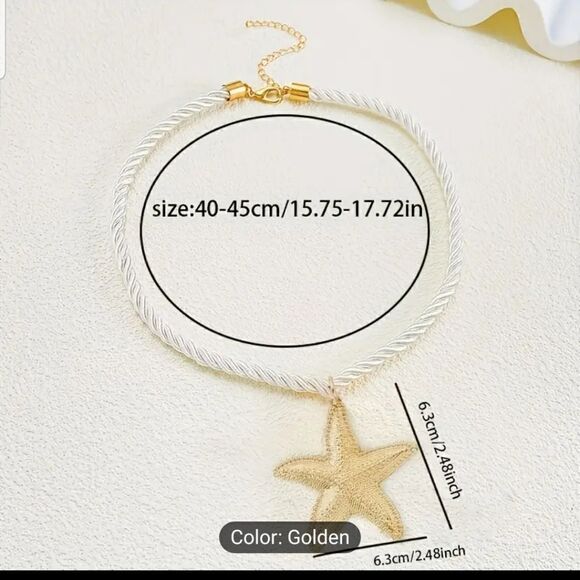 Twisted rope chain necklace with starfish - Picture 3 of 7